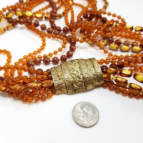 Vintage Selini Lucite Multi-strand Necklace, Decorative Clasp, 1960s Jewelry - Picture 4 of 10